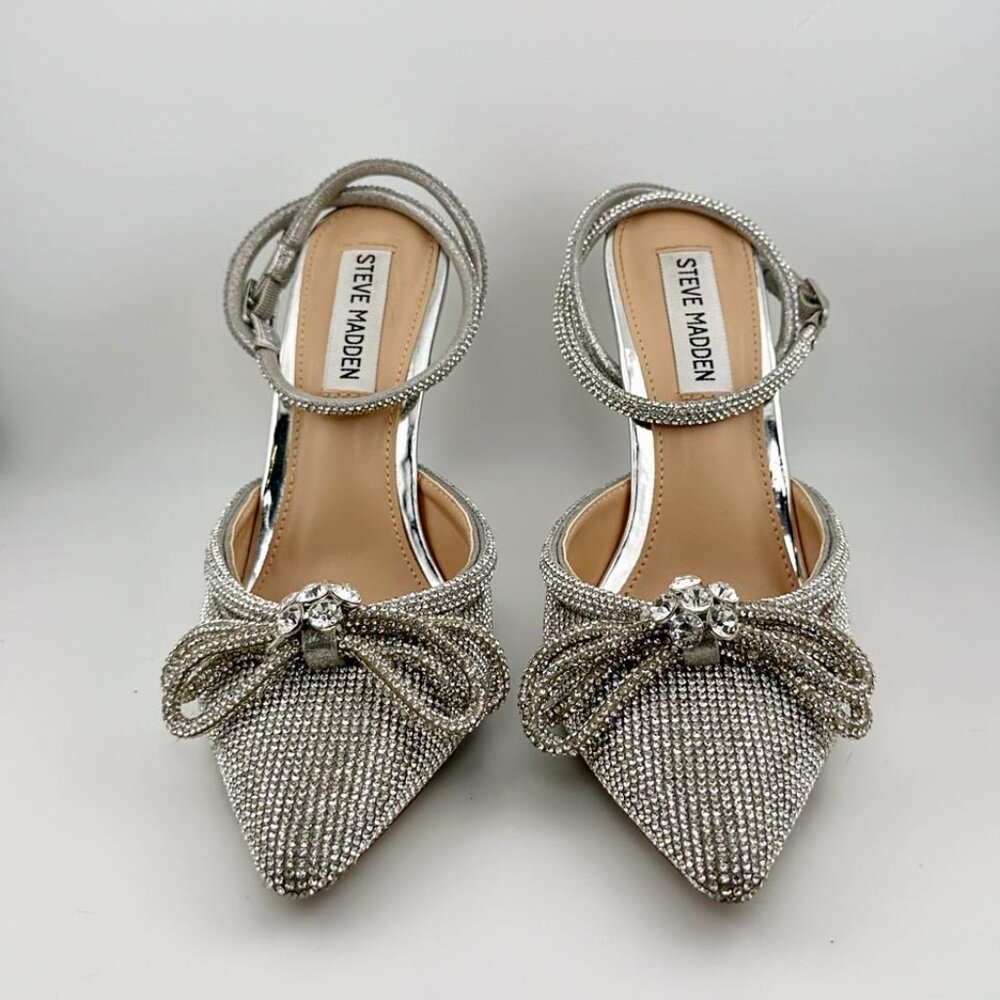 Steve Madden Mcbling Rhinestone Bow Pointed Stiletto Heels (US 6.5M)
